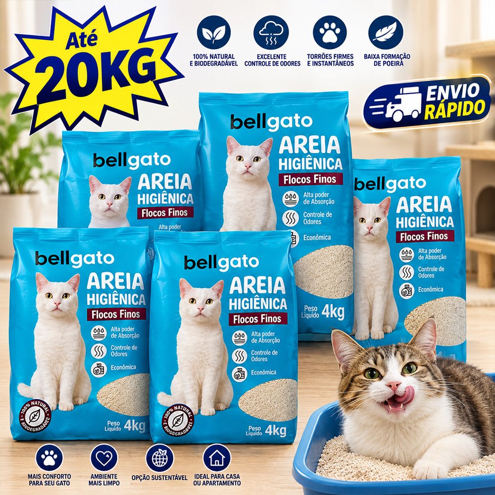 Areia Sanitária Natural Ecológica para Gatos