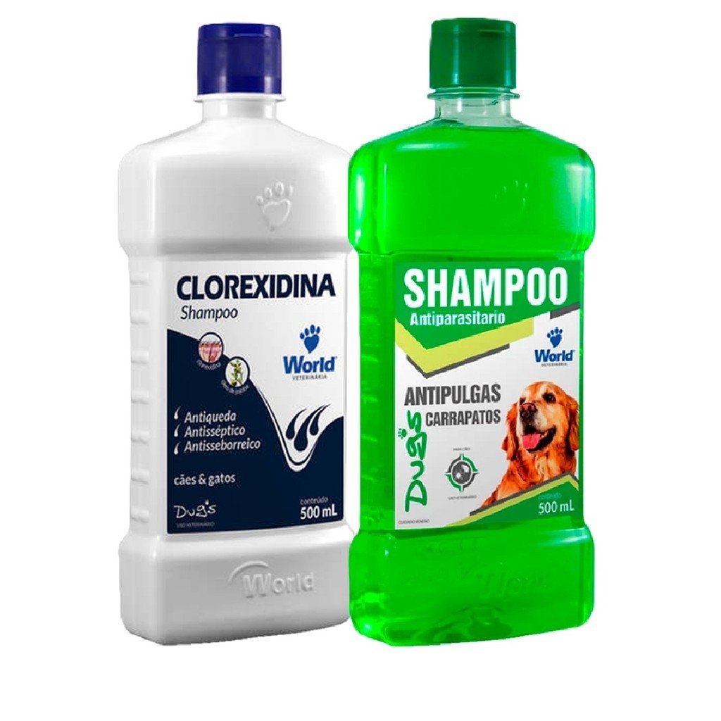 Shampoo Clorexidina ou Antiparasitário World 500ml